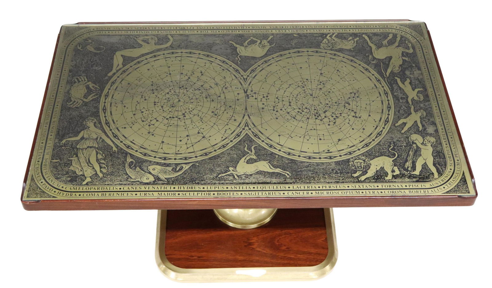GLASS-TOP COFFEE TABLE WITH ZODIAC & CELESTIAL MAP (1 of 3)