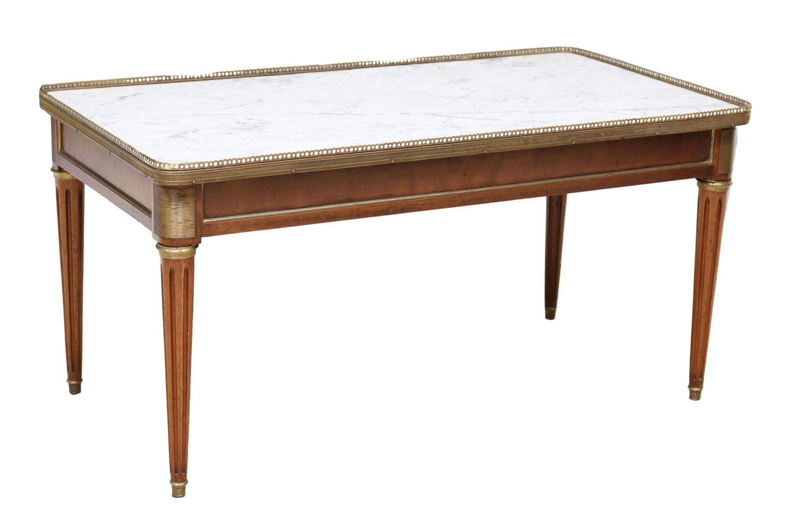 LOUIS XVI STYLE MARBLE-TOP MAHOGANY COFFEE TABLE (1 of 4)
