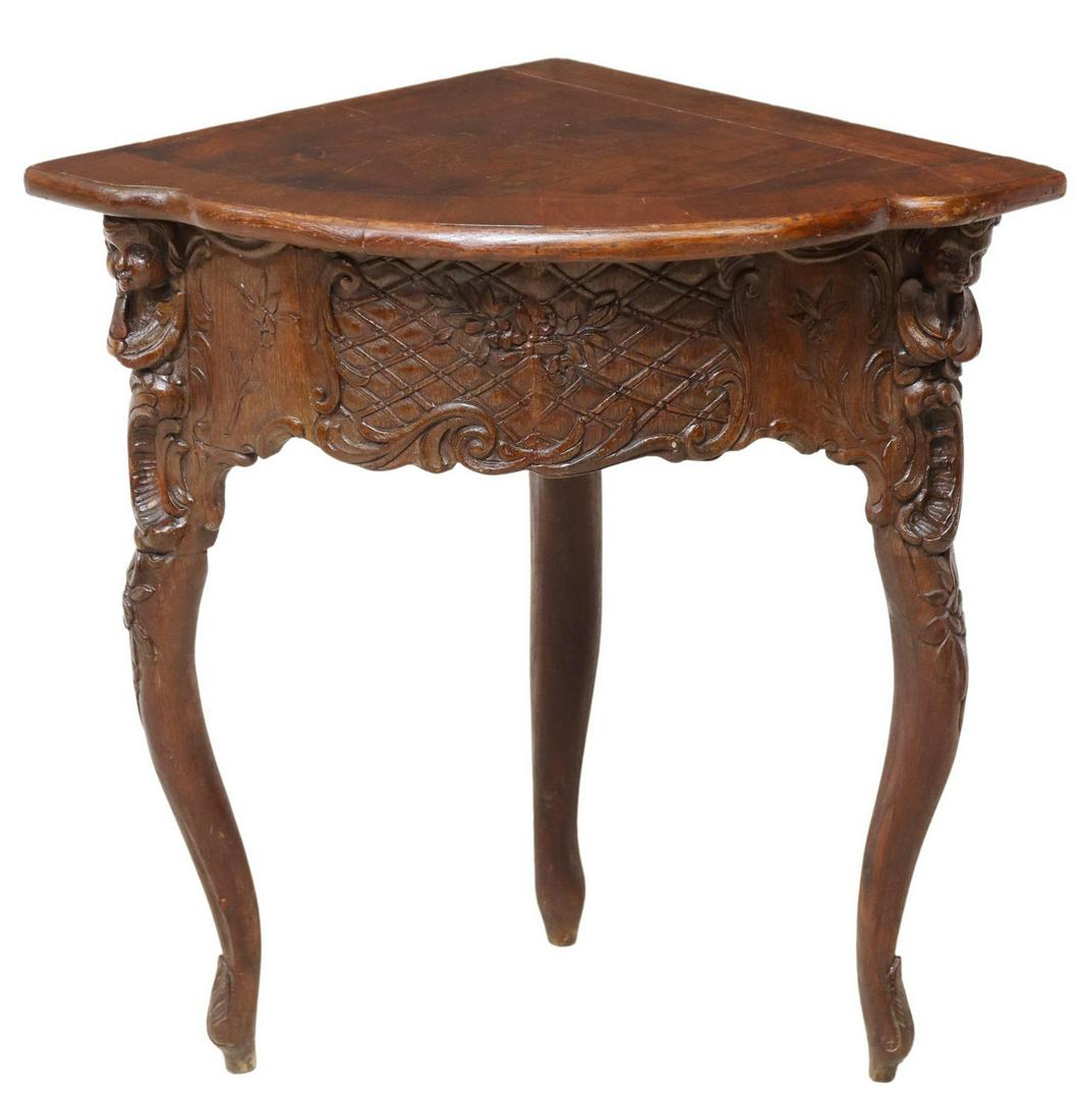 FRENCH FIGURAL CARVED CORNER CONSOLE TABLE (1 of 4)