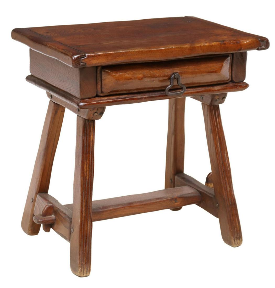 ITALIAN RUSTIC OAK SIDE TABLE, SIGNED TP (1 of 6)