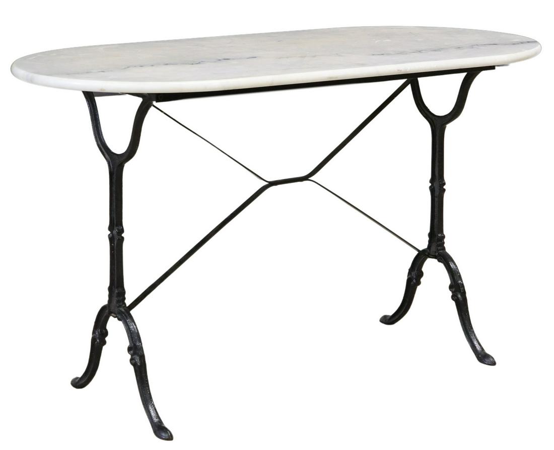 FRENCH MARBLE-TOP CAST IRON BISTRO TABLE (1 of 4)