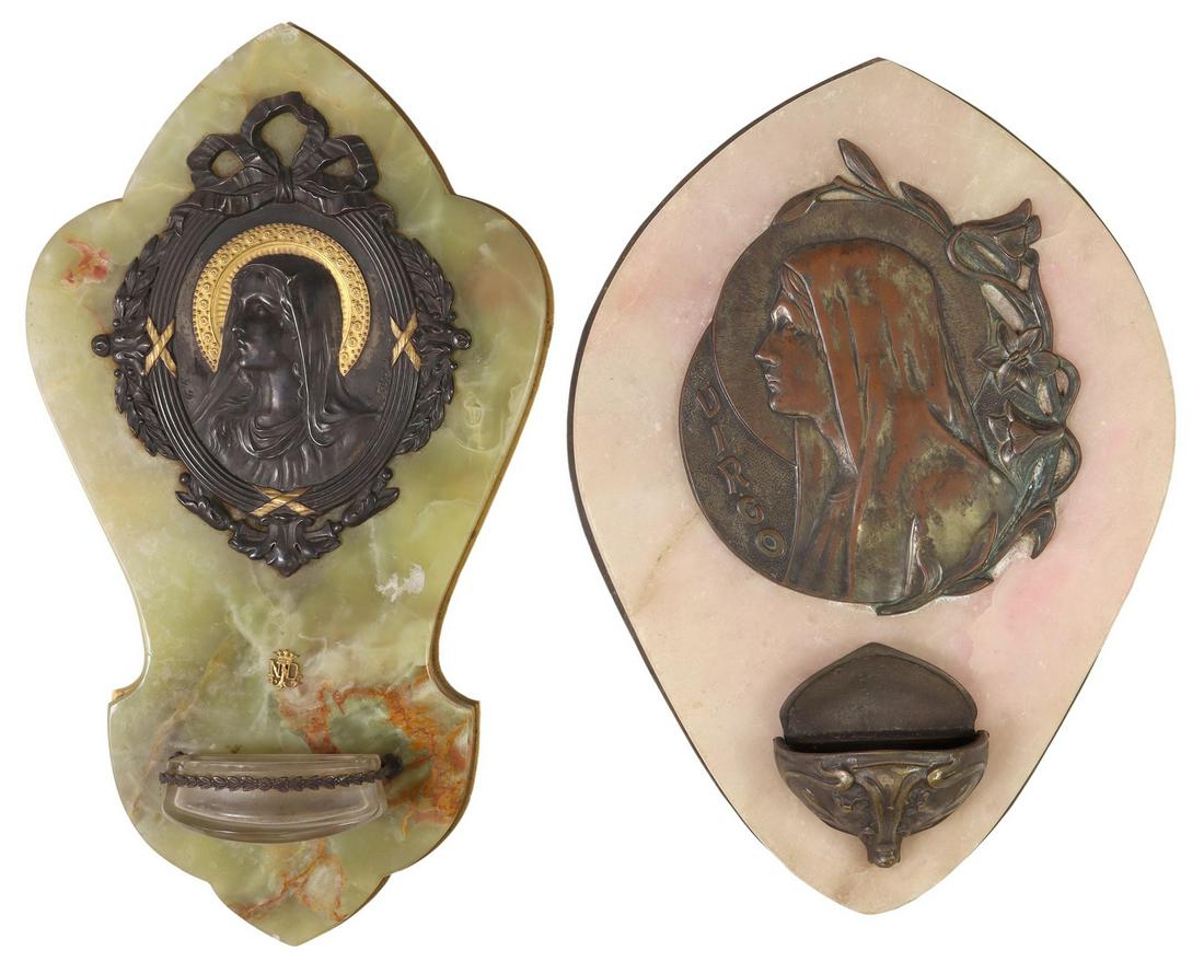 (2) CONTINENTAL RELIGIOUS ONYX HOLY WATER FONTS (1 of 5)