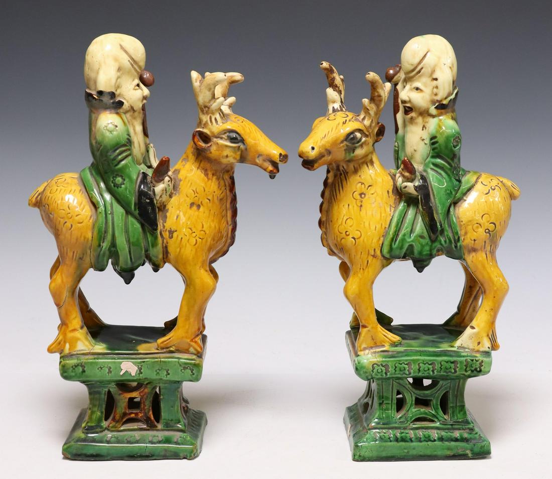 2) CHINESE CERAMIC SHOUXING FIGURAL INCENSE BURNER (1 of 6)