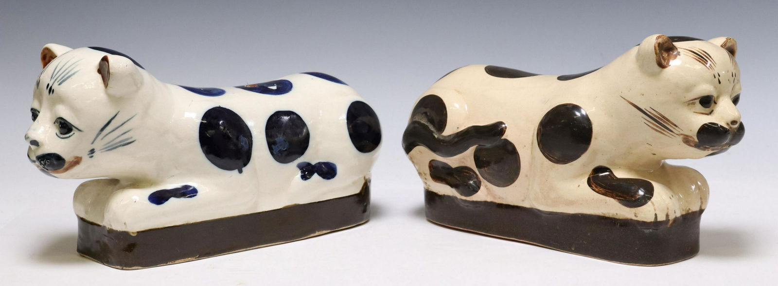 (2) CHINESE GLAZED CERAMIC CAT-FORM NECK PILLOWS (1 of 6)