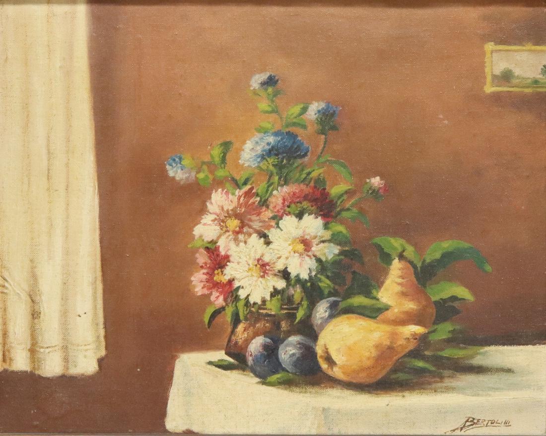 SIGNED BERTOLINI STILL LIFE PAINTING FRUIT FLOWERS (1 of 4)