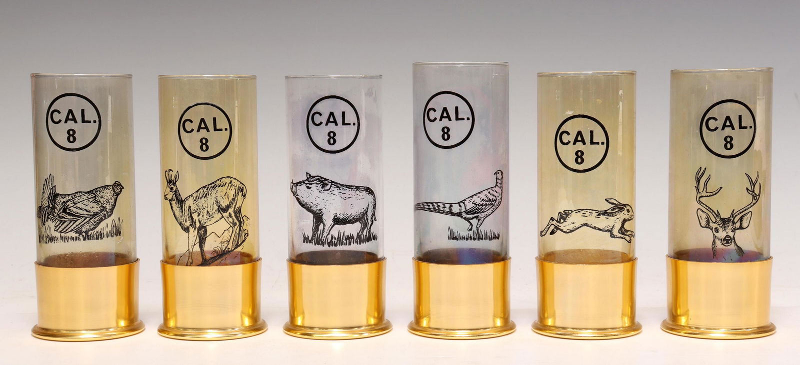 (6) DECORATIVE 8-CALIBER BULLET STYLE GLASSES (1 of 3)