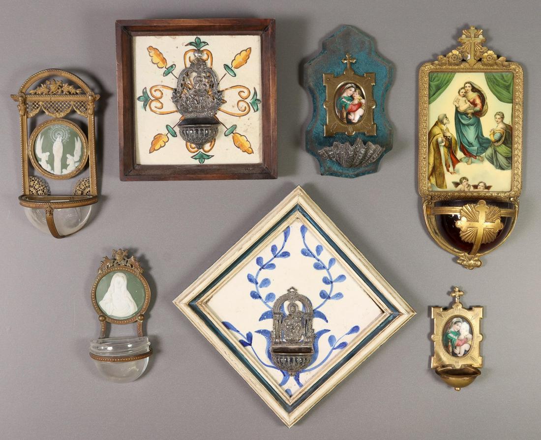 (7) CONTINENTAL RELIGIOUS CERAMIC HOLY WATER FONTS (1 of 5)