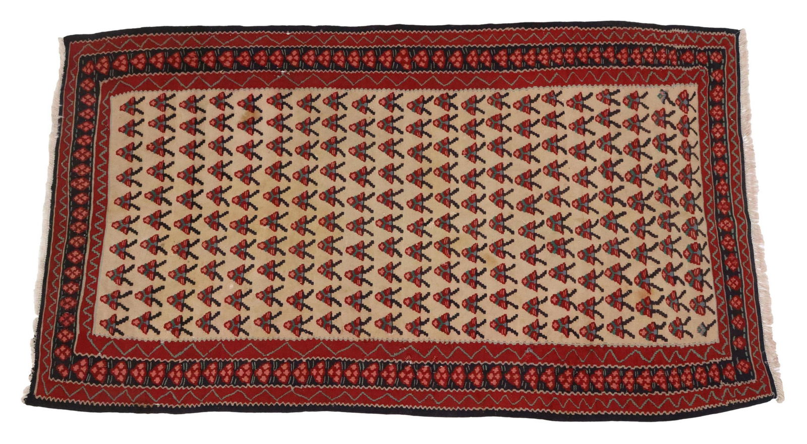 HAND-TIED PERSIAN SENNEH RUG, 5'7" X 3'4" (1 of 4)