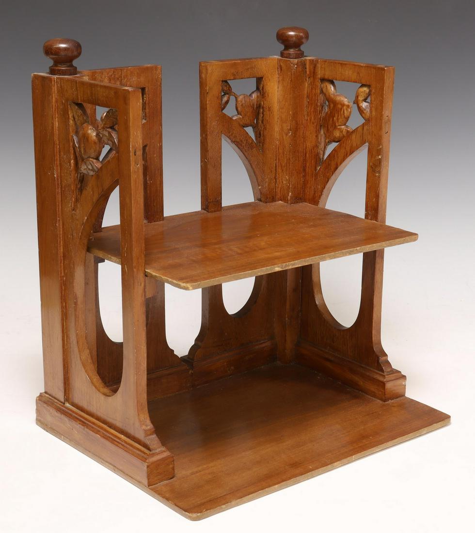 FRENCH CARVED WALNUT WALL-HANGING DISPLAY SHELF (1 of 4)