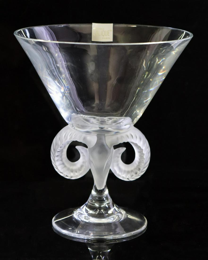 LALIQUE ARIES CLEAR & FROSTED GLASS ROUND COMPOTE (1 of 7)