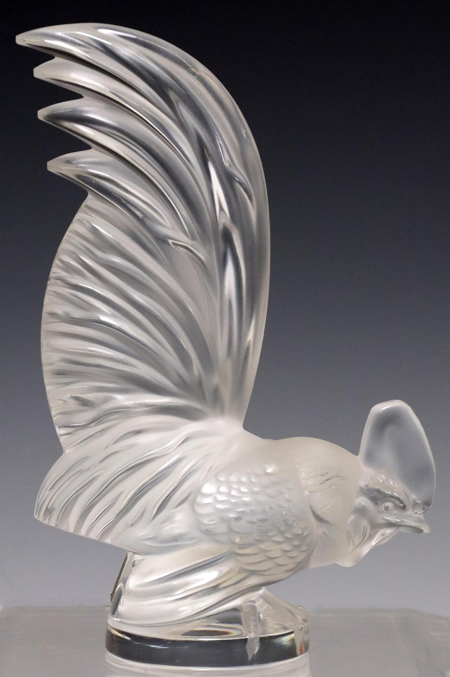 LALIQUE 'COQ NAIN' ROOSTER CAR MASCOT PAPERWEIGHT (1 of 7)