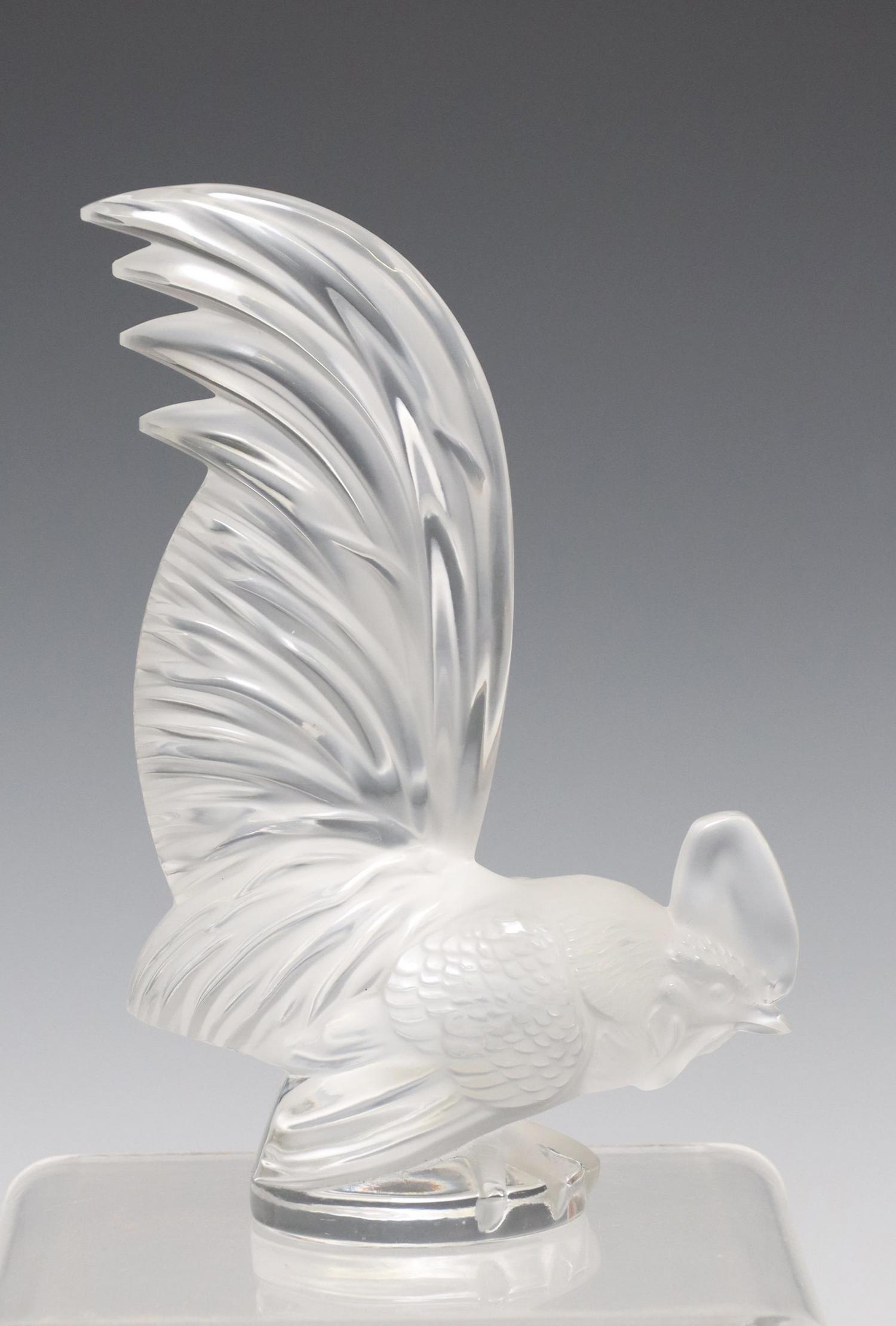 LALIQUE 'COQ NAIN' ROOSTER CAR MASCOT PAPERWEIGHT (1 of 6)