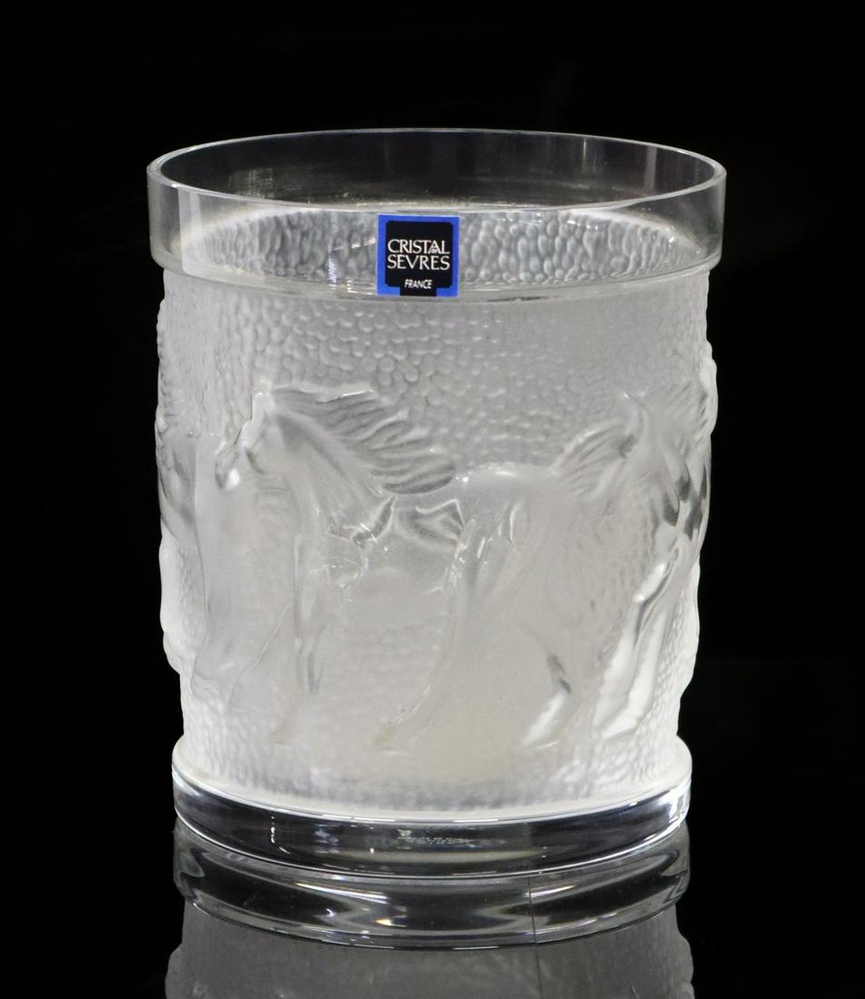 CRISTAL SEVRES ART CRYSTAL VASE RUNNING HORSES (1 of 7)