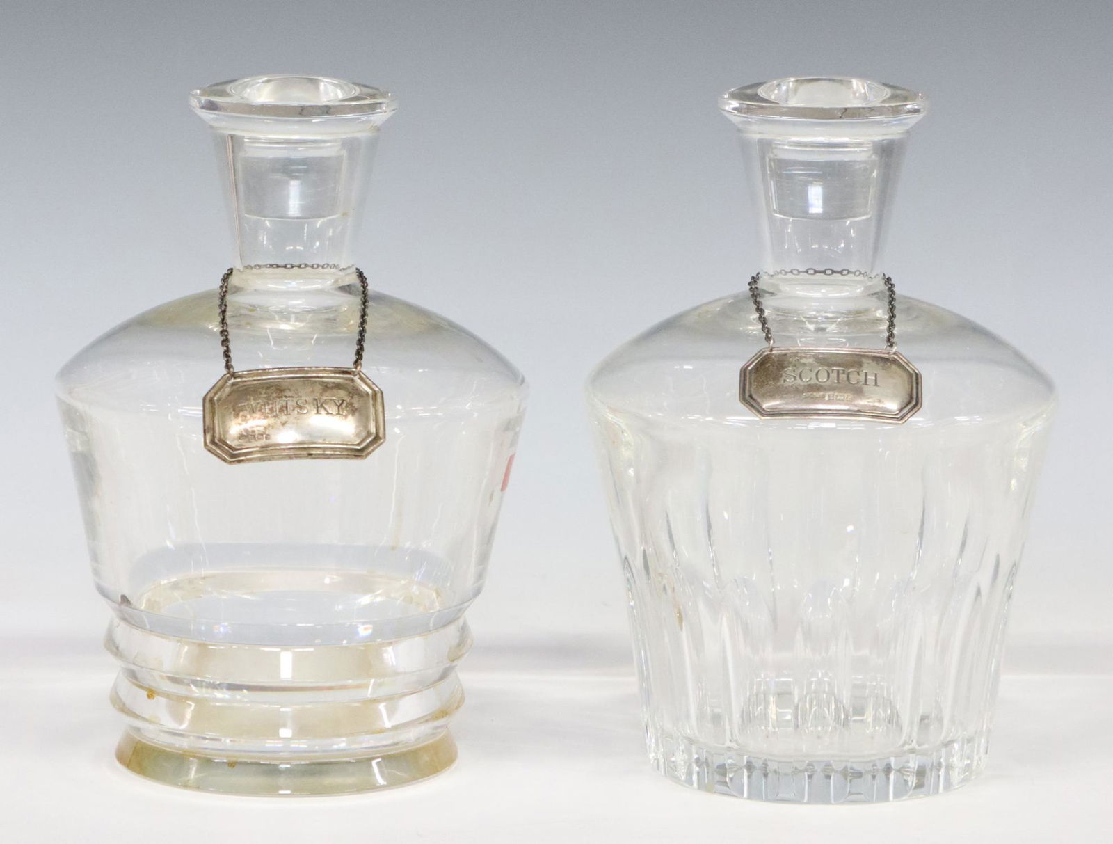 (2) BACCARAT CRYSTAL DECANTERS & STERLING TAGS (1 of 9)
