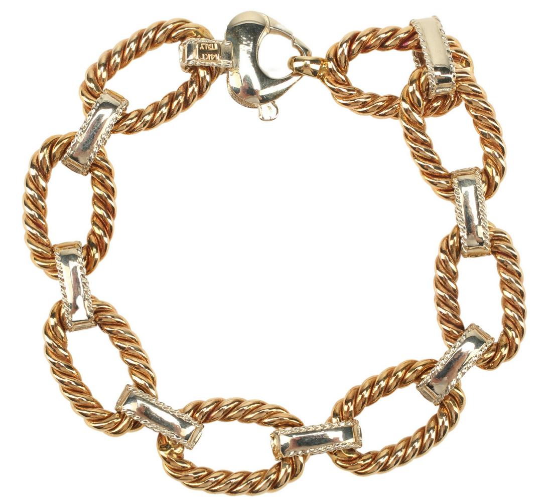 ESTATE ITALIAN 14KT WHITE & YELLOW GOLD BRACELET (1 of 3)