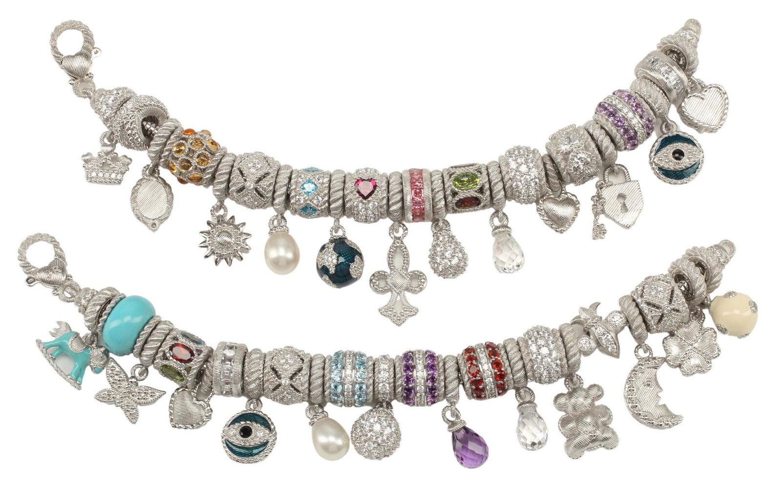 (2) ESTATE JUDITH RIPKA STERLING CHARM BRACELETS (1 of 3)
