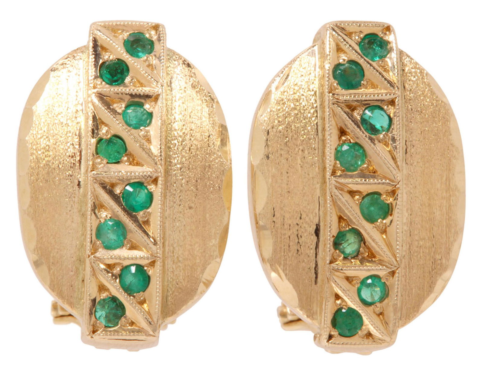 ESTATE 14KT YELLOW GOLD & EMERALD EARRINGS (1 of 4)
