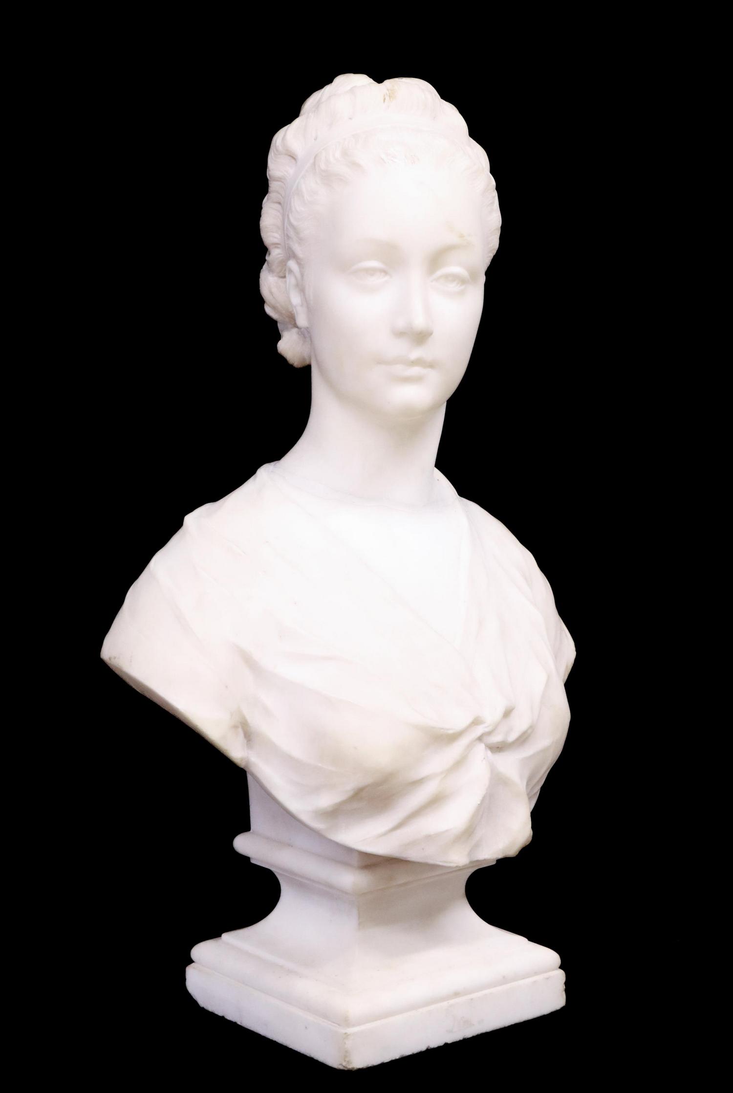 AFTER CARRIER-BELLEUSE MARBLE BUST OF A MAIDEN (1 of 4)