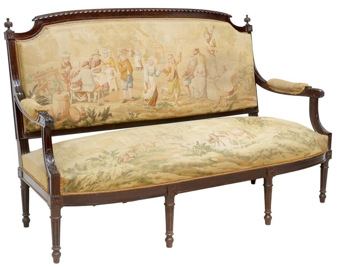 FRENCH LOUIS XVI STYLE ROSEWOOD TAPESTRY SOFA (1 of 3)