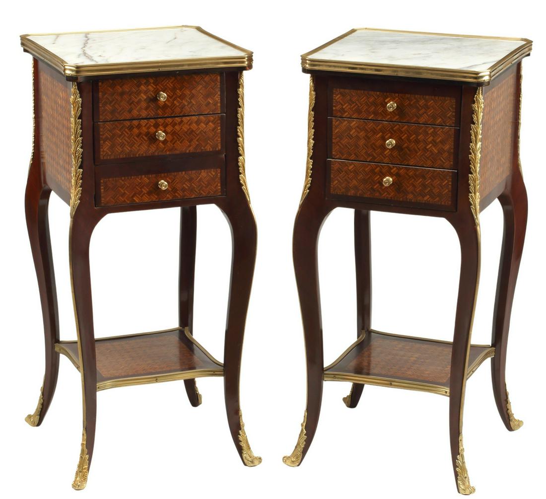 (2) LOUIS XV STYLE PARQUETRY NIGHTSTANDS (1 of 4)