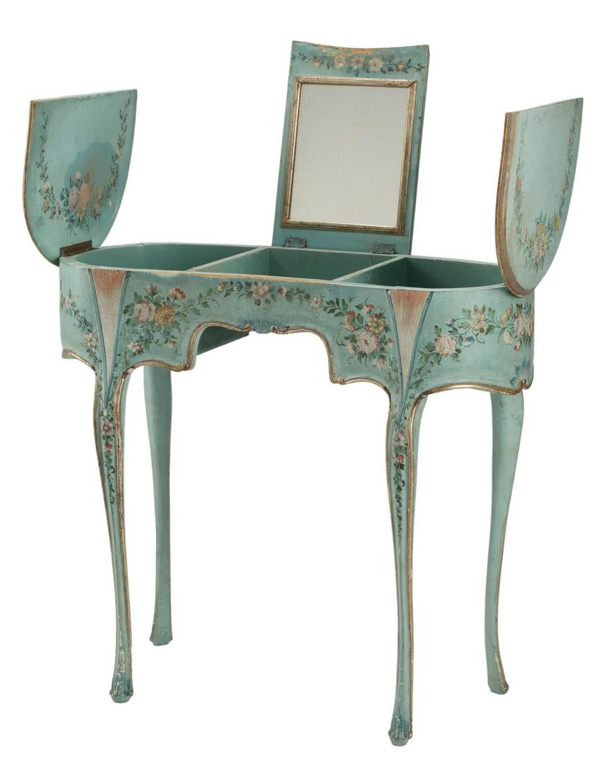 VENETIAN PAINT DECORATED MIRRORED VANITY TABLE (1 of 4)