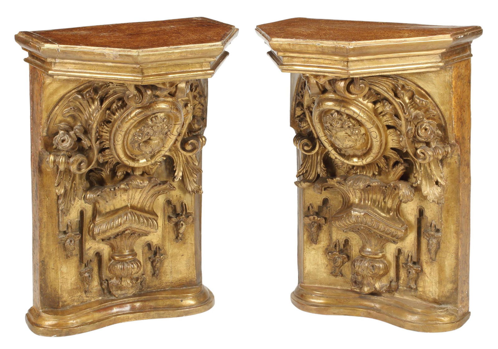 (2) ITALIAN BAROQUE STYLE GILT WALL BRACKETS (1 of 4)