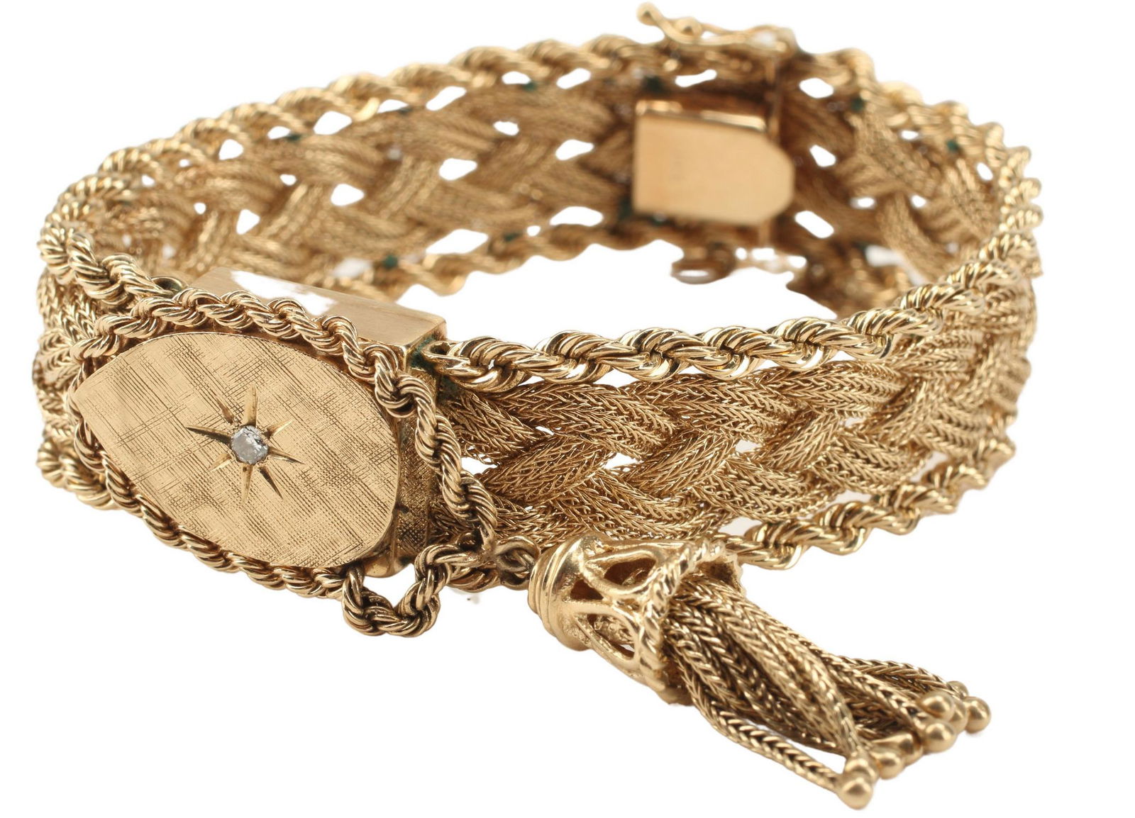 ESTATE 14KT GOLD & DIAMOND EMEWO WATCH BRACELET (1 of 4)