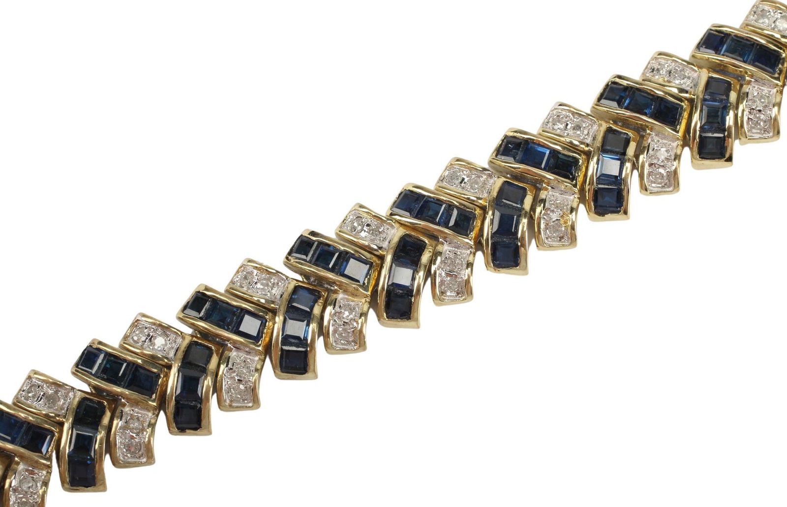 ESTATE 14KT YG, DIAMOND & SAPPHIRE BRACELET (1 of 3)