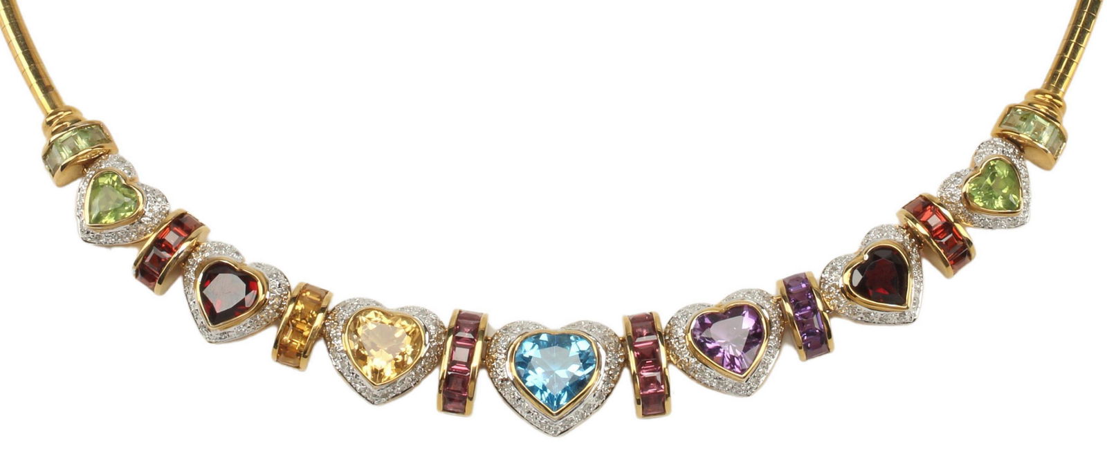 ESTATE 14KT GOLD DIAMOND & GEMSTONE NECKLACE (1 of 5)