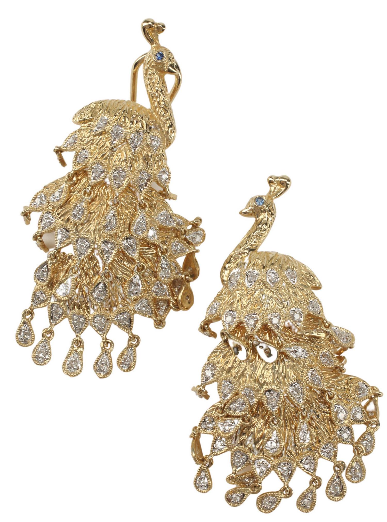 (2) ESTATE 14KT YELLOW GOLD & DIAMOND EARRINGS (1 of 2)