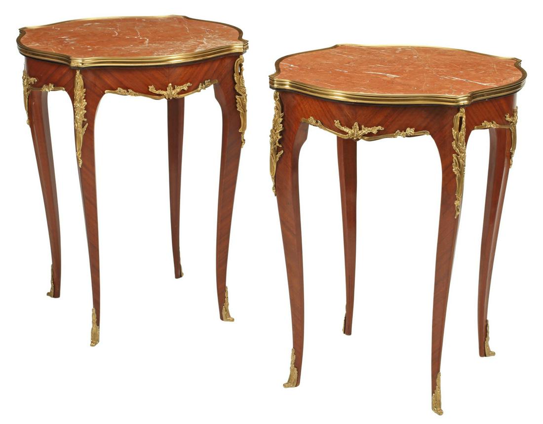 (2) LOUIS XV STYLE MARBLE-TOP SIDE TABLES (1 of 4)