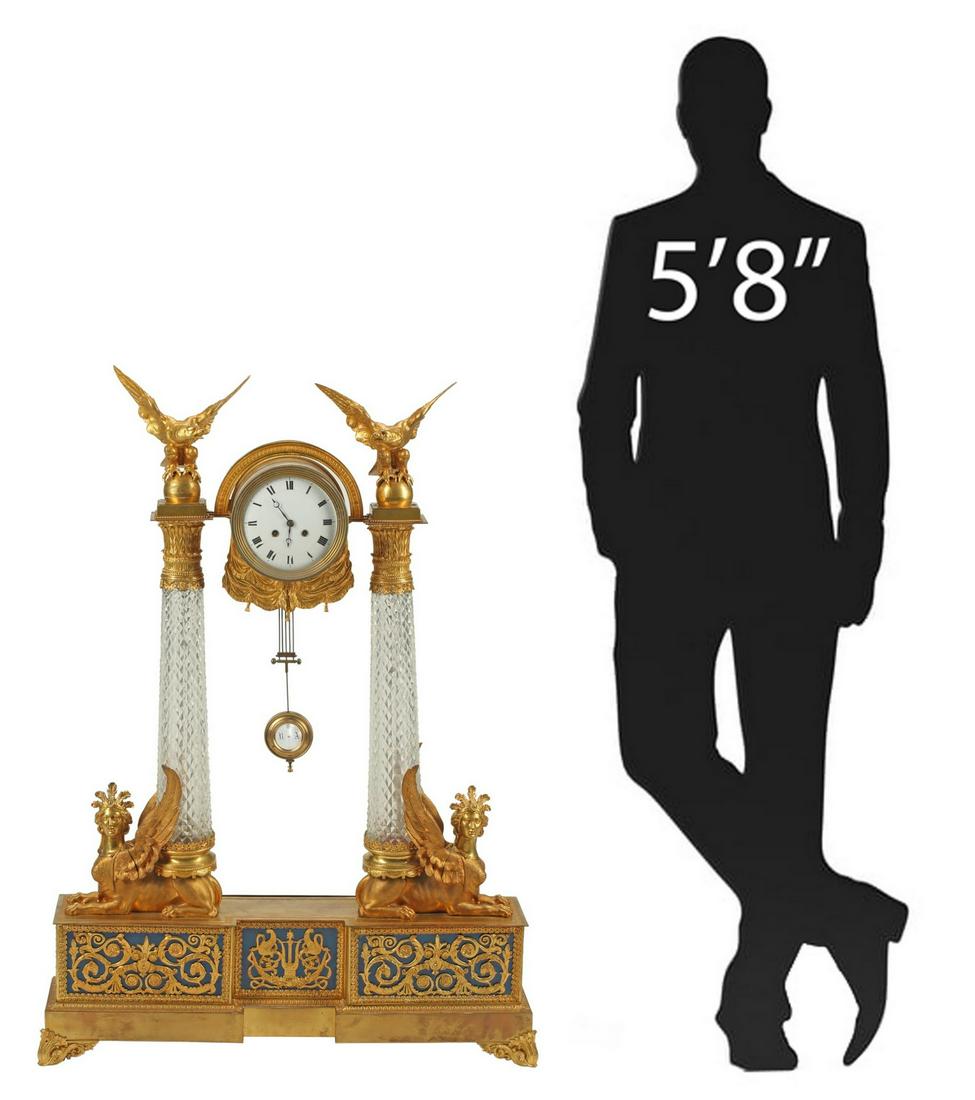 MONUMENTAL EMPIRE STYLE ORMOLU & CRYSTAL CLOCK (1 of 6)