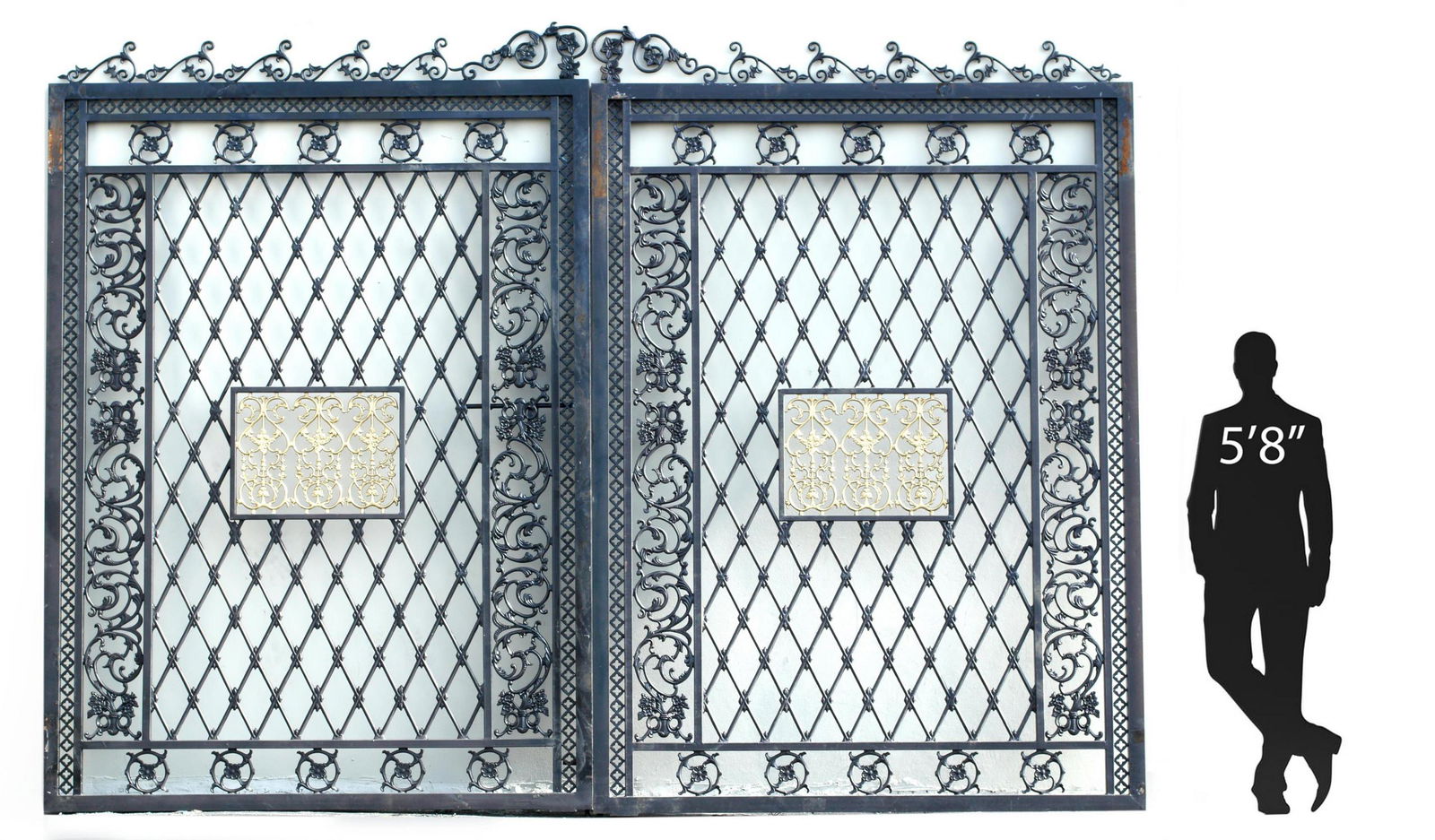 (2) MONUMENTAL WROUGHT IRON ESTATE GATES, 158"W (1 of 5)