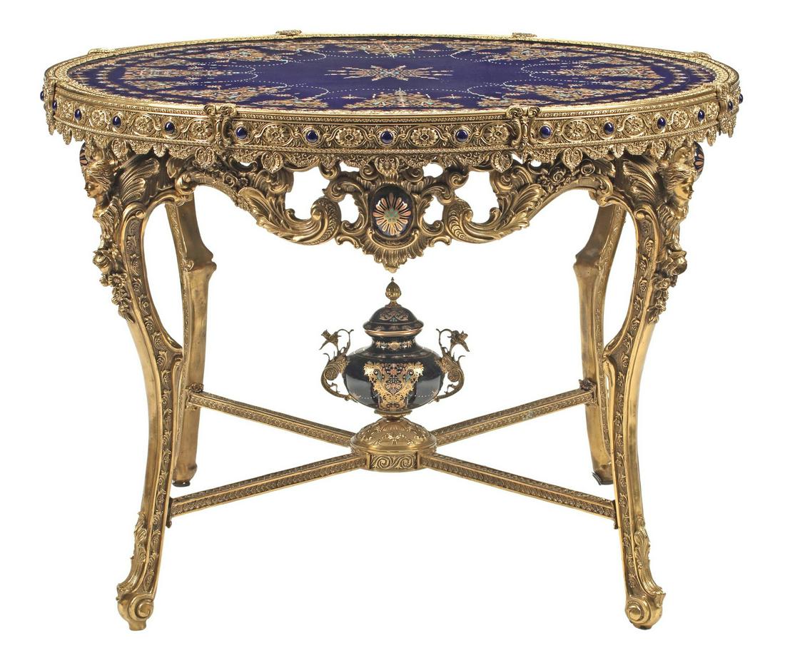 REGENCE STYLE ORMOLU-MOUNTED PORCELAIN TABLE (1 of 5)
