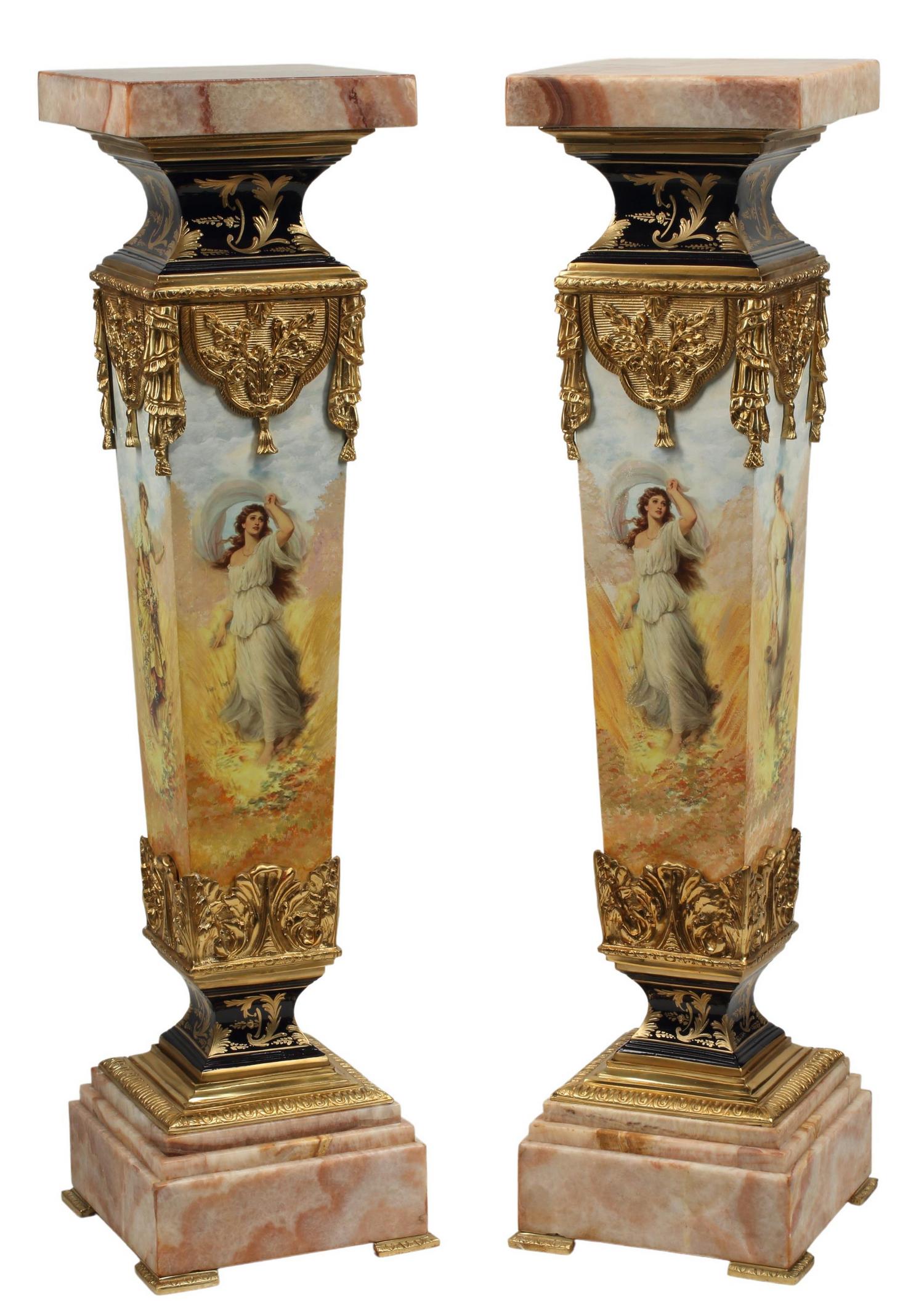 (2) ONYX TOP ORMOLU MOUNTED PEDESTALS (1 of 4)