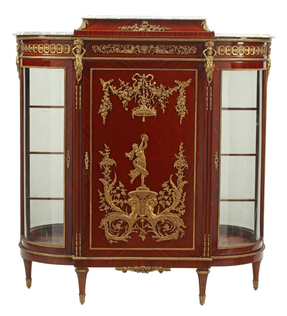 LOUIS XVI STYLE MARBLE-TOP ORMOLU-MOUNTED VITRINE (1 of 4)