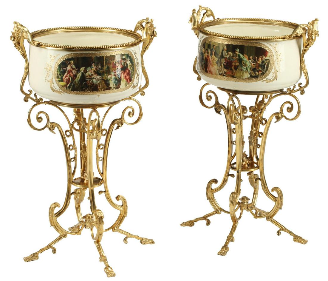 (2) SEVRES STYLE ORMOLU-MOUNTED PORCELAIN PLANTERS (1 of 5)