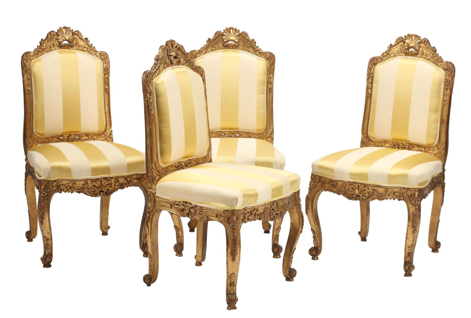 (4) LOUIS XV STYLE CARVED GILT SIDE CHAIRS (1 of 4)