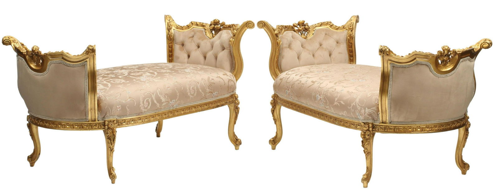 (2) LOUIS XV STYLE GILT & UPHOLSTERED WINDOW SEATS (1 of 5)