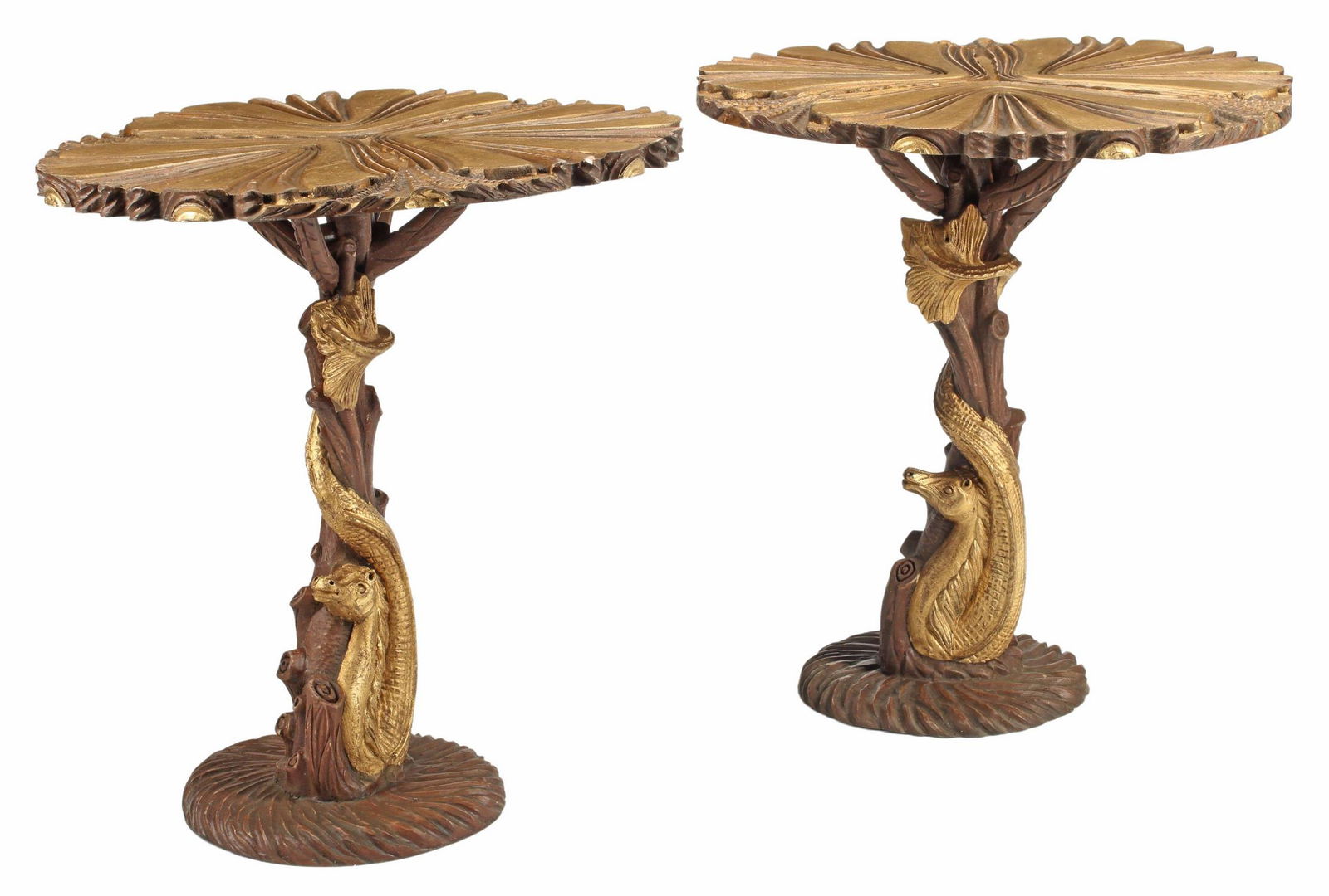 (2) GROTTO STYLE PARCEL GILT SIDE TABLES (1 of 4)