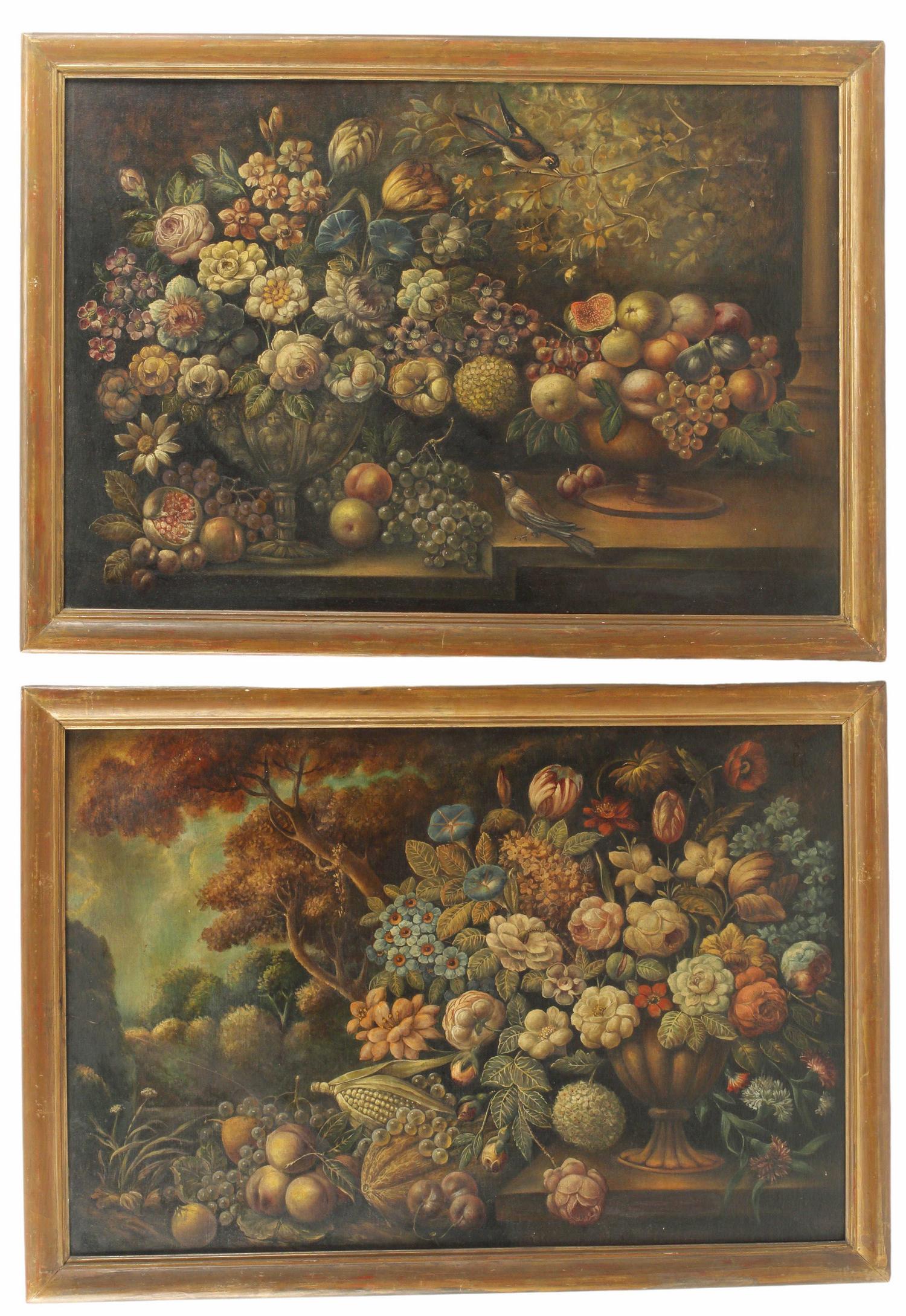 2) FRAMED OIL PAINTINGS STILL LIFE FLOWERS & FRUIT (1 of 6)