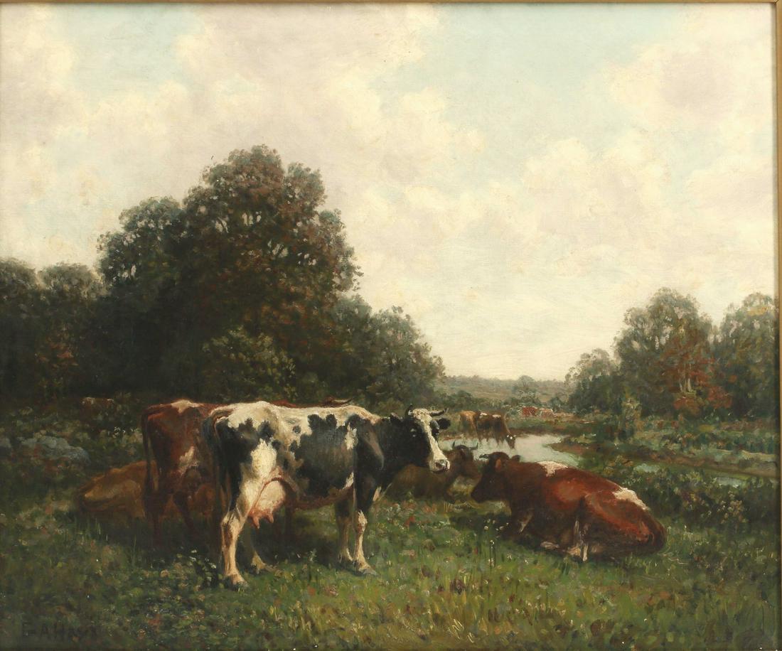 GEORGE ARTHUR HAYS (D.1945) LANDSCAPE WITH CATTLE (1 of 3)