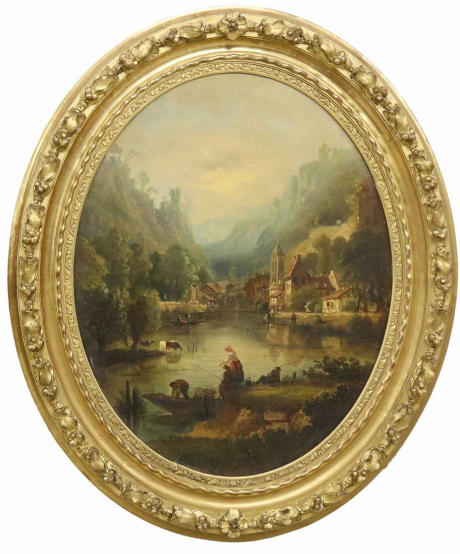 SIGNED PERRET (19TH C.) LANDSCAPE PAINTING (1 of 3)