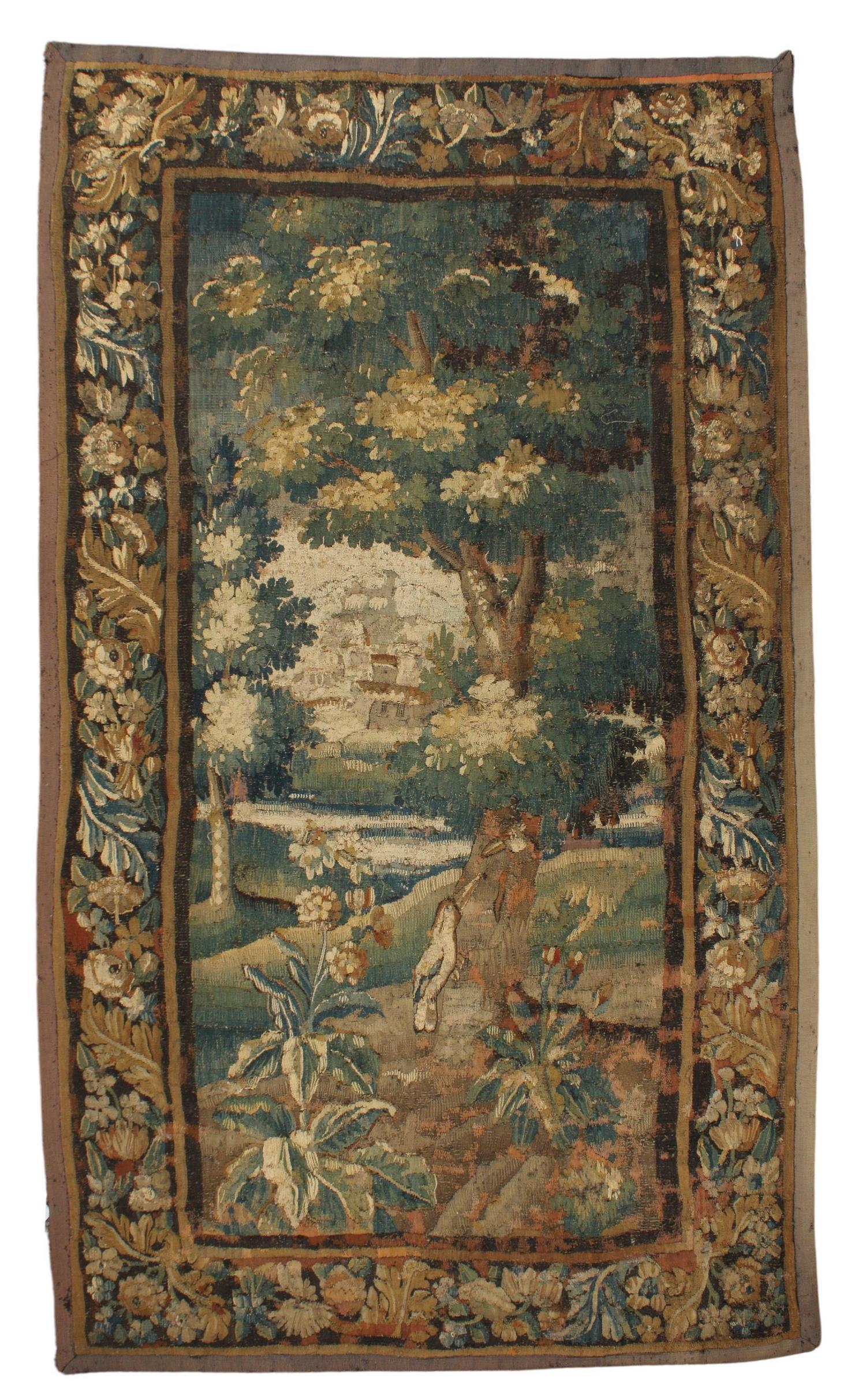 ANTIQUE WOVEN VERDURE TAPESTRY, 8'9" X 4'9" (1 of 4)