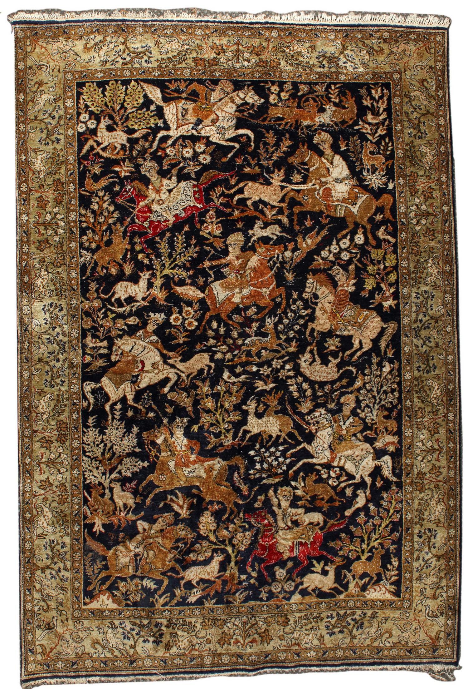 HAND-TIED PERSIAN SILK RUG, 7'0" X 4'8" (1 of 5)