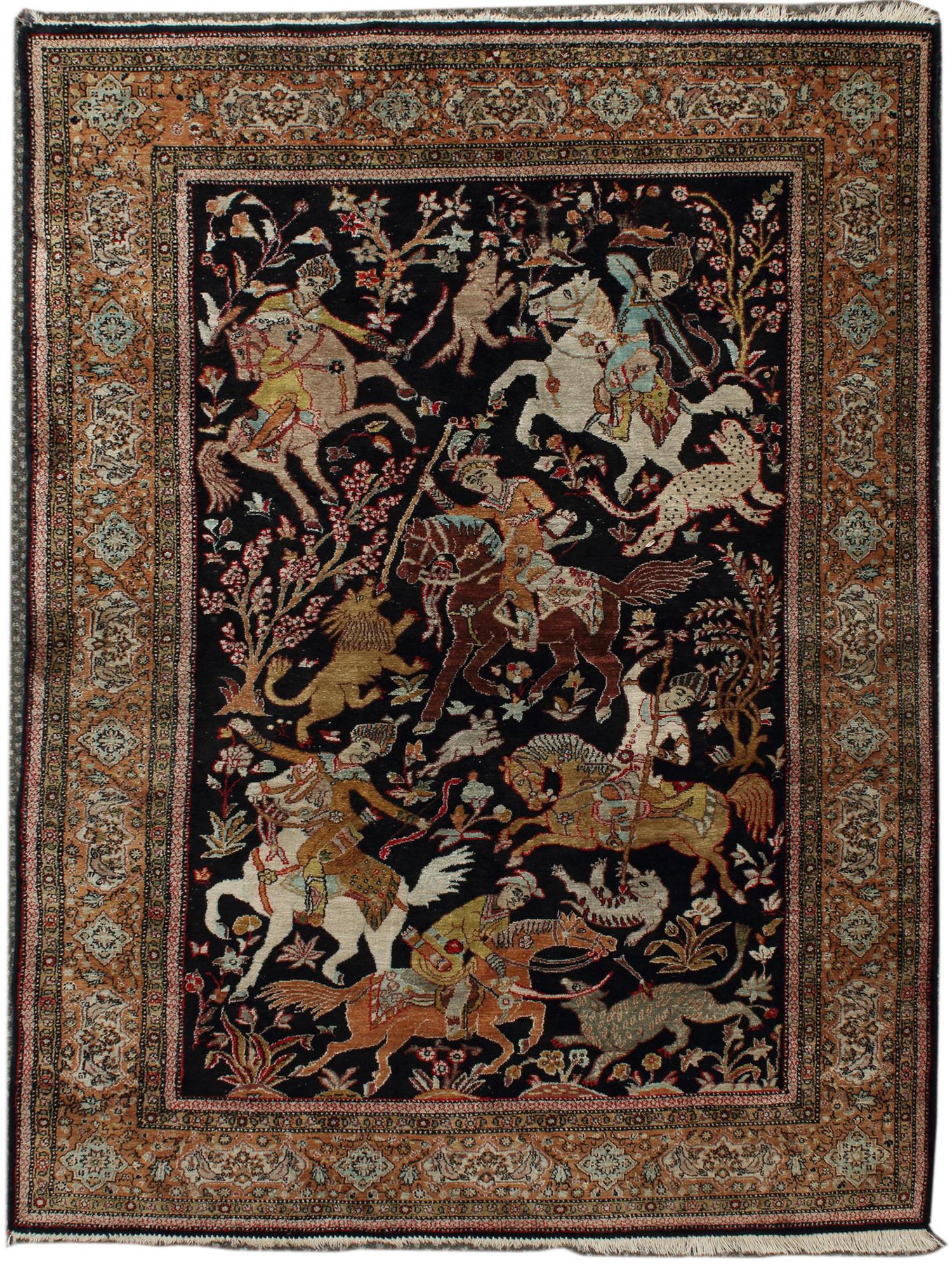 HAND-TIED PERSIAN SILK RUG, 5'5" X 3'5" (1 of 4)
