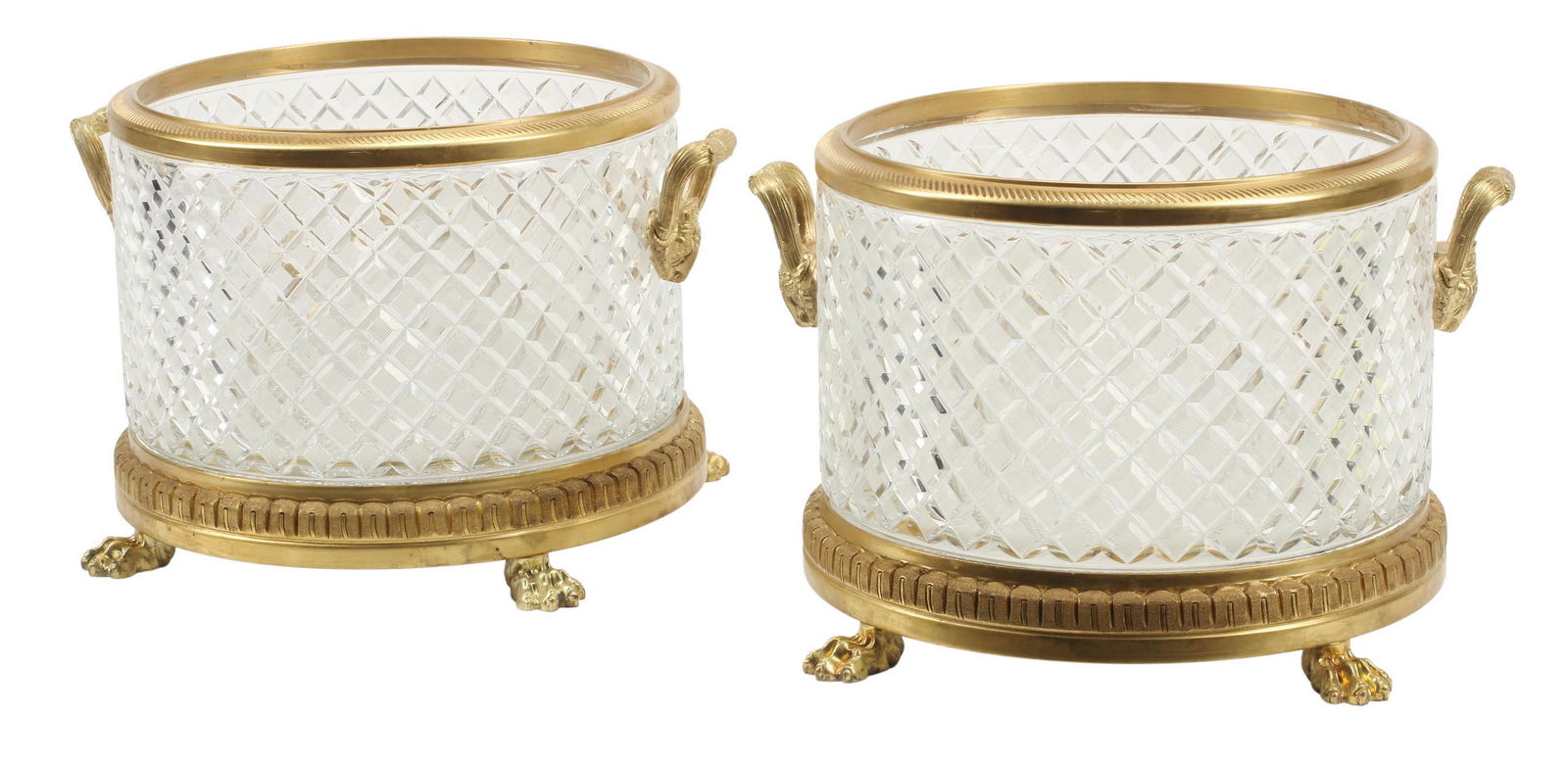 2) BACCARAT STYLE ORMOLU MOUNTED CRYSTAL CACHEPOTS (1 of 4)