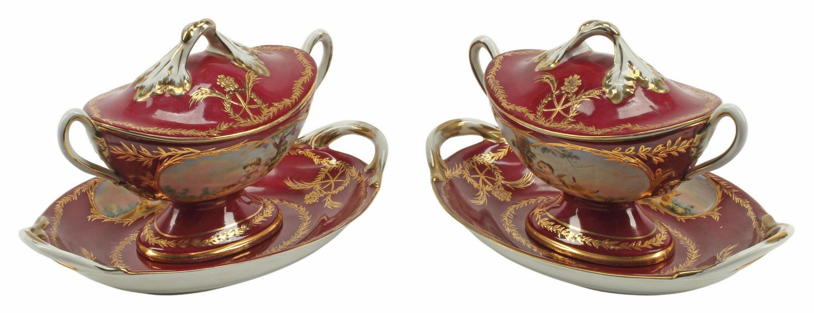(2) SEVRES STYLE PORCELAIN TUREENS & UNDERPLATES (1 of 4)