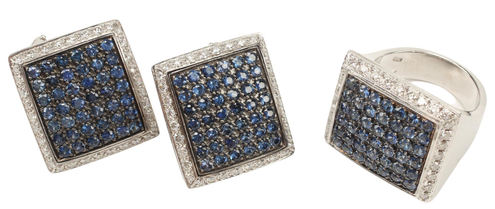 2)ITALIAN SYNTHETIC SAPPHIRE & DIAMOND JEWELRY SET (1 of 5)