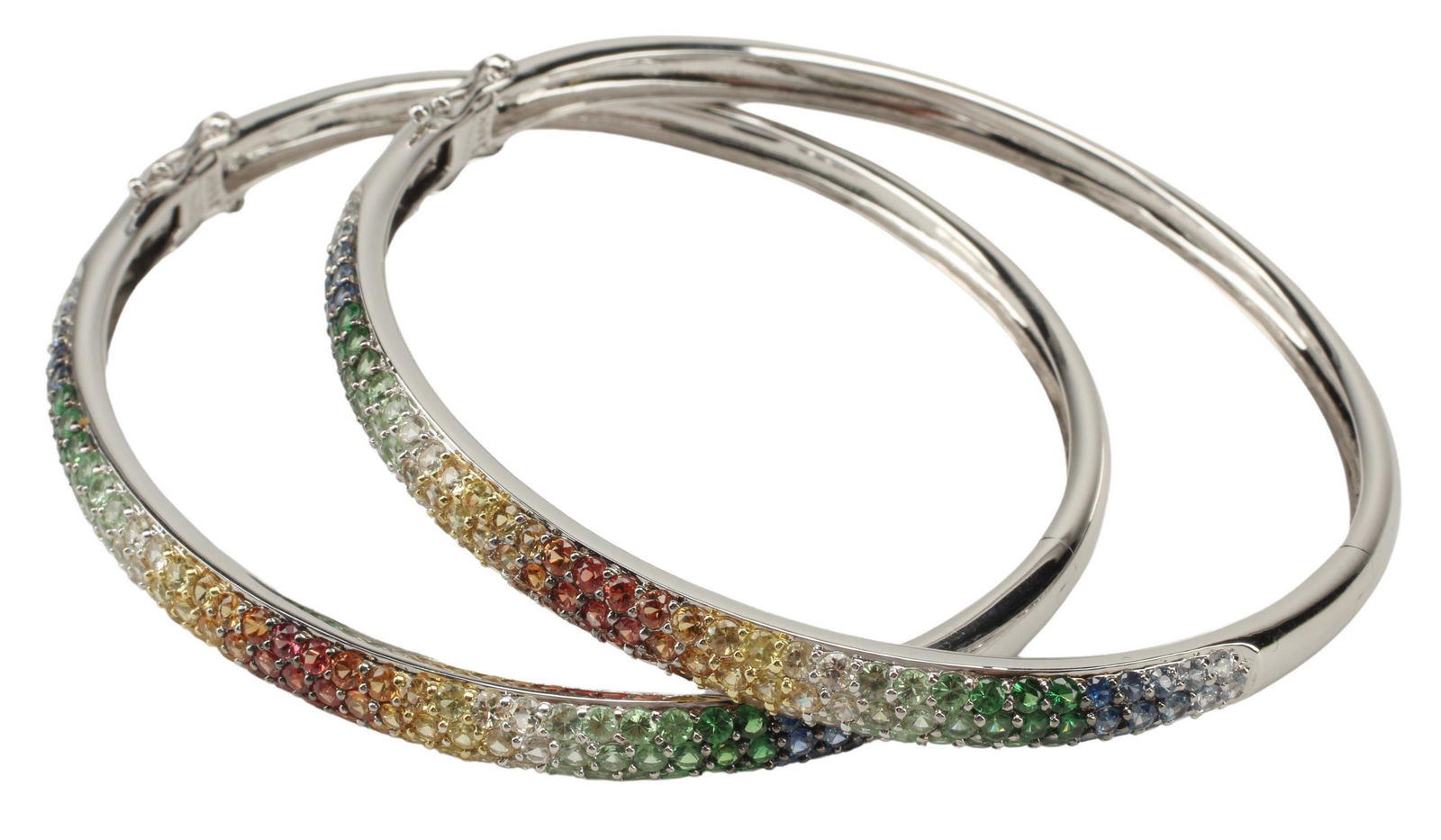 ESTATE 14KT WG MULTI-COLOR SEMI-PRECIOUS BANGLES (1 of 3)